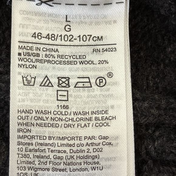 Banana Republic Men’s Charcoal Italian Wool Blend Fisherman Cable Knit Sweater - Picture 4 of 4